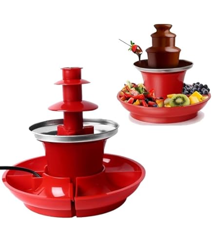 バフェットエンハンス チョコレートファウンテン　タワー型チョコレートフォンデュ Amazon.co.jp: 3段 チョコレートタワー 電動 レッド チョコレート